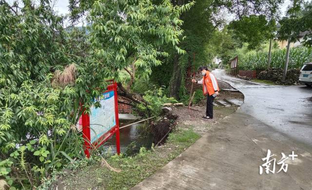 路基出現(xiàn)塌陷，人大代表豎立警示提醒。